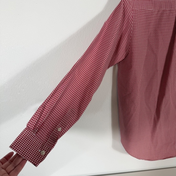 Brooks Brothers Gingham Check Button Collared Pleated Back Red White Blouse 10 - Picture 3 of 7